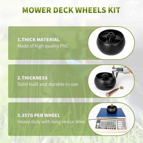734-04155 Deck Wheels Fit for Cub Cad Mower - Deck Roller Gauge Wheels Compatible with Cub Cad Troy Bilt Craftsman HU Lawn Mower Tractor, Work with 42" 46" 48" 50" 54" Deck, Replaces for Toro 112-0677 in Kuwait