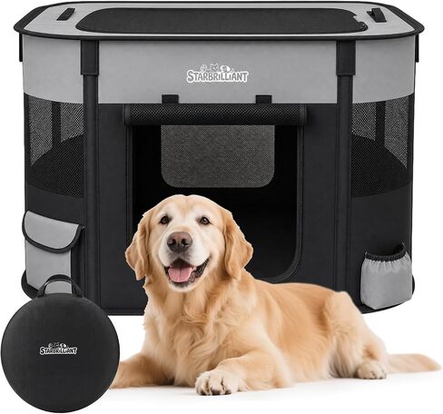 Portable Dog Cat Playpen, Foldable Dog Crate Kennel Tent for Puppy, Cat and Rabbit with Carring Case for Indoor/Outdoor Travel Camping (Khaki, M) in Saudi Arabia