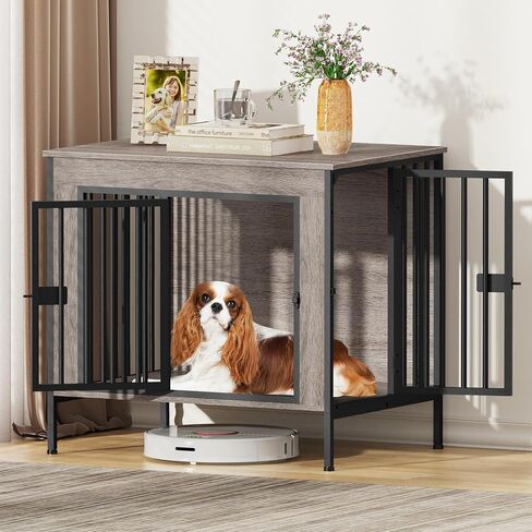 EasyCom 28.15" Dog Crate Furniture for 1 or 2 Dogs, Brown (DC102) in Saudi Arabia