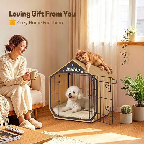 EasyCom 25.5" Dog Crate Furniture, Modern Decorative Kennels Indoor(DC110) in Saudi Arabia