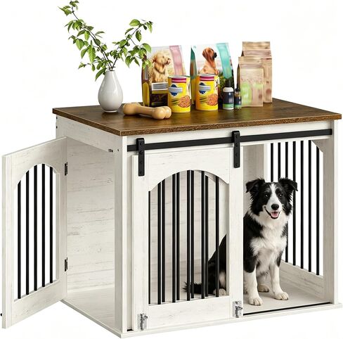CHOEZON 31.5" Dog Crate Furniture, Heavy Duty Dog Kennel with Barn Door in Saudi Arabia