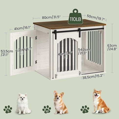 CHOEZON 31.5" Dog Crate Furniture, Heavy Duty Dog Kennel with Barn Door in Saudi Arabia