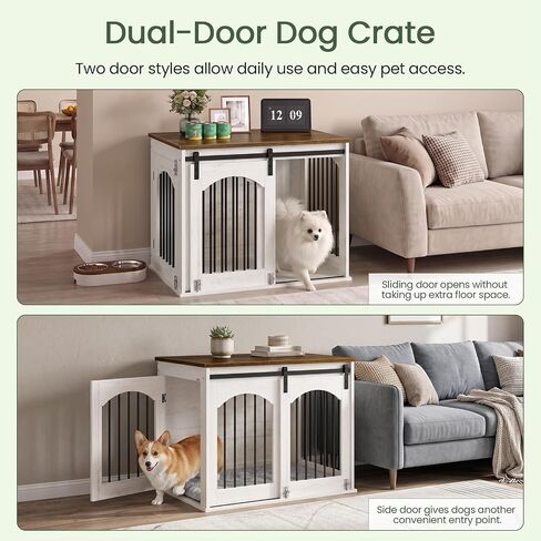 CHOEZON 31.5" Dog Crate Furniture, Heavy Duty Dog Kennel with Barn Door in Saudi Arabia