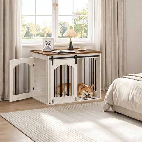 CHOEZON 31.5" Dog Crate Furniture, Heavy Duty Dog Kennel with Barn Door in Saudi Arabia