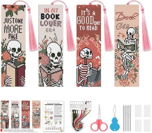 niurenmaoyi 6 Pack Flower Bookmark Stamped Cross Stitch Kits for Beginner in Saudi Arabia