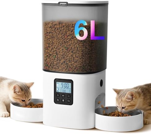 ANDOLL HOME 6L Automatic Cat Feeder, 2 Pets Timed Cat Dry Food Dispenser in Kuwait
