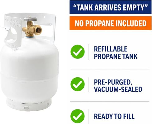 Flame King 5LB Steel Propane Tank Cylinder with Type 1 OPD Valve & 4-FT Propane Adapter Hose for Camping, Fire Pits, Heaters, Grills, Overlanding in Kuwait