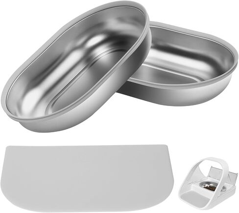 Stainless Steel Bowl for Automatic Microchip Cat Pet Feeder, Design for Keeping Food Fresh and Reducing Odor, 2 Pcs+1 Grey Mat in Saudi Arabia