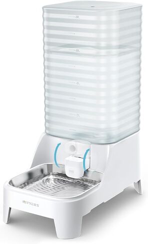 Automatic Dog Water Bowl Dispenser with Patented Faucet - 8L Large Gravity Cat Water Dispenser with Filter & Adjustable Base, Wide Mouth for Easy Clean, BPA-Free, Stainless Steel Pet Waterer for Pets in Saudi Arabia