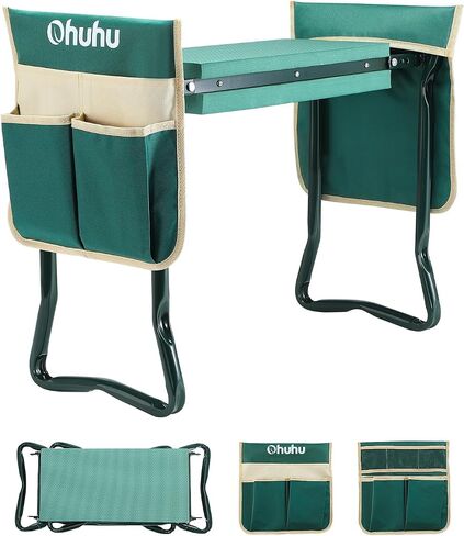 Ohuhu Garden Kneeler and Seat Heavy Duty, Upgraded Gardening Stool with Thicker and Wider EVA Foam Kneeling Pad Foldable Garden Bench with 2 Large Tools Pouches, Gifts for Women Men Seniors Gardener in Saudi Arabia