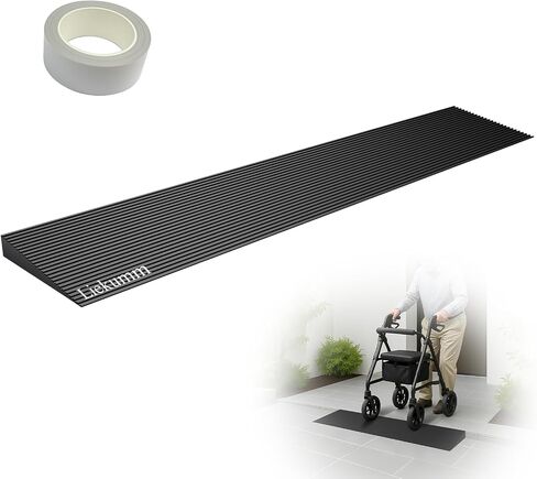 LIEKUMM 0.8" Rise Solid Threshold Ramp, 1500 LBS Capacity Recycled Rubber Power Threshold Ramp, 35.4" Wide Non-Slip Rubber Wheelchair Ramp for Doorway, Bathroom, Supermarket Entrance and Garage in Kuwait