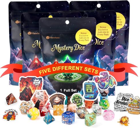 Haxtec Mystery DND Dice Set, 7 Pcs Random Resin Polyhedral RPG Dice in Kuwait