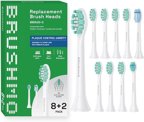 Brushmo Replacement Toothbrush Heads Compatible with Phillips Sonicare Electric Toothbrush Value Pack (8+2). in Kuwait