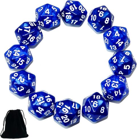 SmartDealsPro 12-Pack 20 Sided Dice D20 Large Pearl Polyhedral Spin Down Dice Die with Pouch for DND RPG MTG Table Game in Saudi Arabia