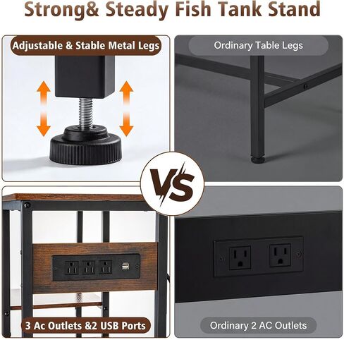 10-20-29-30-35 Gallon Fish Tank Stand with 3 Power Outlet and 2 USB Port in Kuwait