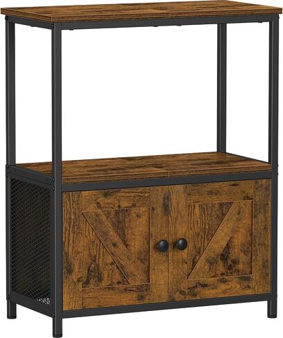 Snughome 10 Gallon Fish Tank Stand with Storage Cabinet, 3-Tier Double Aquarium Stand for 5-10 Gallon Tanks, 24.4" Wide Tabletop, 350 lb Capacity, Heavy Duty Metal Frame, Rustic Brown in Saudi Arabia