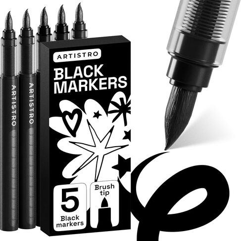 ARTISTRO 5 White Paint Pen for Rock, Glass, Ceramic, Wood, Tire, Fabric, Metal, Canvas, Marking, Painting - Set of 5 Acrylic Paint Markers Water-based in Kuwait