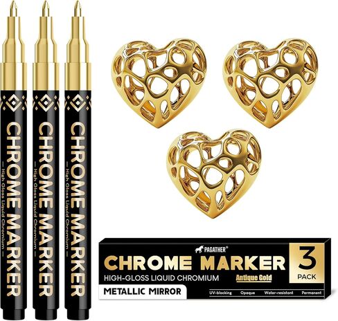 Pagather Chrome Paint Markers, 6 Colors Permanent Liquid Mirror Pens in Saudi Arabia