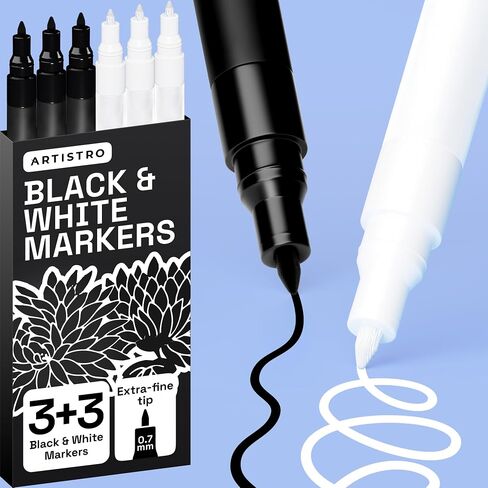 ARTISTRO 6 Gold & Silver Metallic Acrylic Paint Pens – 0.7mm Extra Fine Tip Paint Pens for Crafts, Rock Painting, Greeting Cards, Ornament Decor, DIY Art in Kuwait