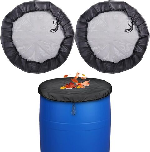 2 Pcs Mesh Cover for Rain Barrel with Drawstring, Water Collection Buckets Cover Rain Collection Barrels Netting Screen to Keep Leaves and Debris Out - 39’’ in Kuwait