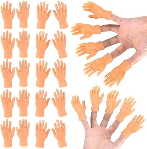 30 Pcs Tiny Finger Hands Mini Rubber Finger Puppets, Miniature Small Hands Ealistic Cute Little Hand Finger for Gifts Puppet Show Prank Gag Performance Party Favors in Saudi Arabia