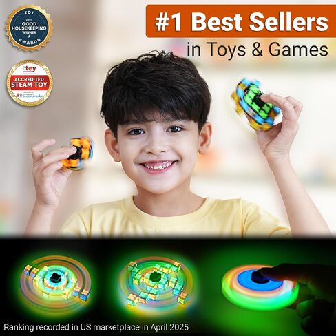 TOSY Magnet Fidget Spinner Glow - 16 Blocks, 3 in 1 Toy: Transformable Fidget Spinner, Infinity Cube, 2x2 Puzzle Cube, Glow, Stress Relief, STEM Magnet Tiles Birthday Gift for Kids/Boys/Girls/Adults in Kuwait