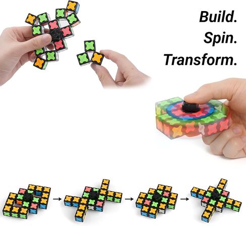 TOSY Magnet Fidget Spinner Glow - 16 Blocks, 3 in 1 Toy: Transformable Fidget Spinner, Infinity Cube, 2x2 Puzzle Cube, Glow, Stress Relief, STEM Magnet Tiles Birthday Gift for Kids/Boys/Girls/Adults in Kuwait