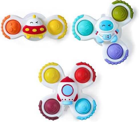 LiKee Strong Suction Cup Fidget Rotating Sensory Bath Toys for Baby 10+ Months (Space-1) in Saudi Arabia