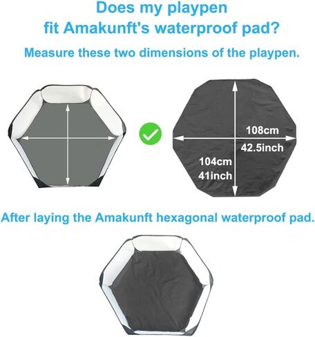 Amakunft Waterproof Hexagon Playpen Mat Washable Pee Pad Fit with Small Animal Playpen (42.5in x 41in) Reusable Pet Bedding Liner for Guinea Pig, Rabbit, Hamster, Chinchilla, Hedgehog Indoor/Outdoor in Kuwait
