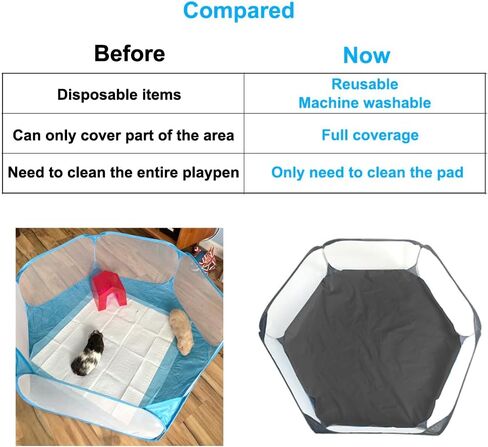 Amakunft Waterproof Hexagon Playpen Mat Washable Pee Pad Fit with Small Animal Playpen (42.5in x 41in) Reusable Pet Bedding Liner for Guinea Pig, Rabbit, Hamster, Chinchilla, Hedgehog Indoor/Outdoor in Kuwait
