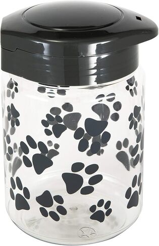 Lixit® Dog Treat Plastic Jar - Airtight Food and Treat Storage Jars for Dogs, Cats, Small Animals and Birds - Made in USA (Paw Prints - Gray, 64 Ounce) in Kuwait