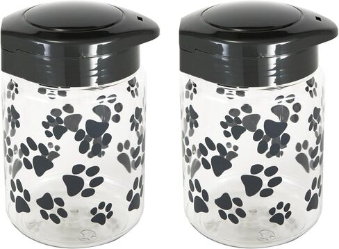 Lixit® Dog Treat Plastic Jar - Airtight Food and Treat Storage Jars for Dogs, Cats, Small Animals and Birds - Made in USA (Paw Prints - Gray, 64 Ounce) in Kuwait