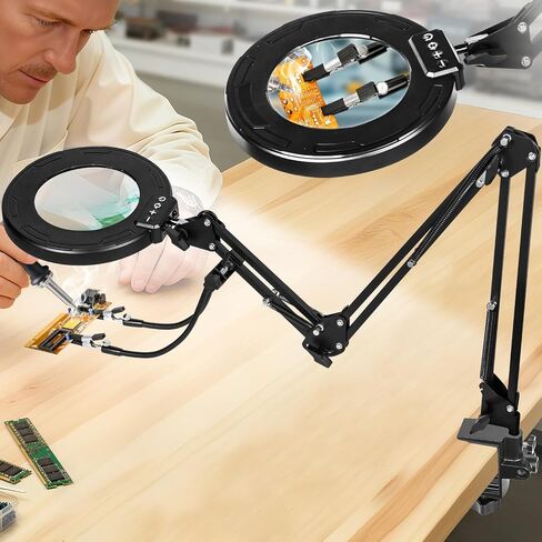 12X Square Magnifying Glass with Light and Clamp, Solder Helping Hand in Kuwait