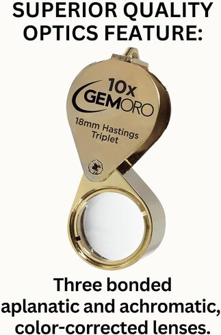 GemOro Jewelers Loupe 10x Magnifier | Hastings Triplet Lens (Gold) in Saudi Arabia