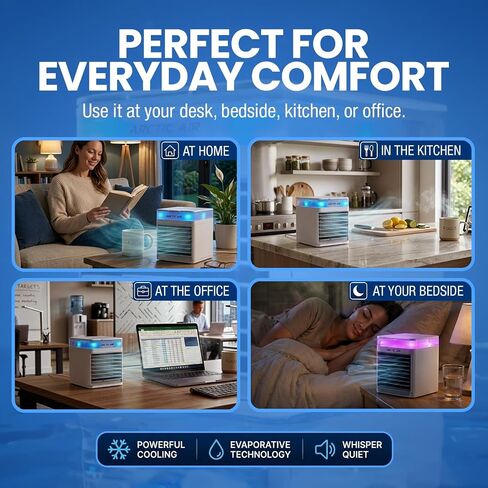 Arctic Air Pure Chill 2.0 Evaporative Air Cooler by Ontel - Powerful, Quiet, Lightweight and Portable Space Cooler with Hydro-Chill Technology For Bedroom, Office, Living Room & More in Kuwait