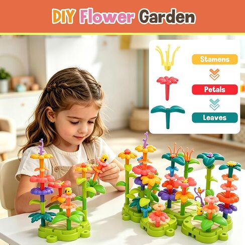Flower Garden Building Toy Set with Electric Train Track for Toddler Girls in Kuwait