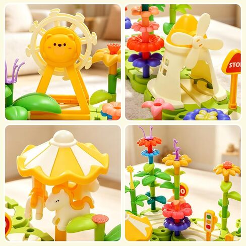 Flower Garden Building Toy Set with Electric Train Track for Toddler Girls in Kuwait