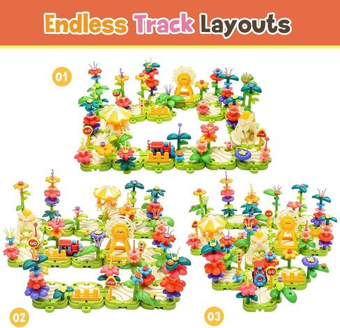 Flower Garden Building Toy Set with Electric Train Track for Toddler Girls in Kuwait