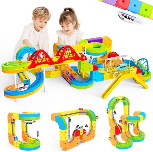 145PCS Electric Train Set, DIY 3D Cube Track, STEM Toy for Kids Ages 3-8 in Saudi Arabia