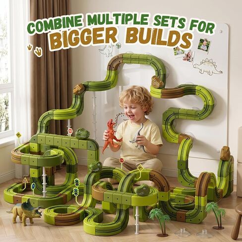 Hot Bee Electric Train Set for Kids, 143pcs Gravity-Defying Dinosaur Track in Kuwait