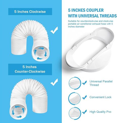 Portable Air Conditioner Window Kit with Coupler Adjustable Window Seal for AC Unit, Sliding AC Vent Kit for 5 inches Exhaust Hose in Kuwait
