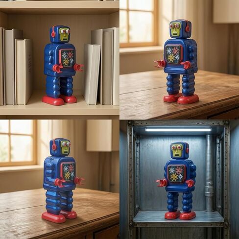 Tinplate Robot Vintage-Style Clockwork Robot Retro Figure for Shelf, Desk in Kuwait