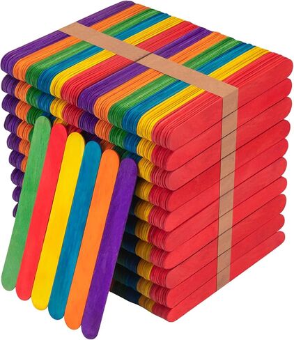 WISYOK 1000Pcs 6" Jumbo Craft Sticks, Rainbow Color in Saudi Arabia