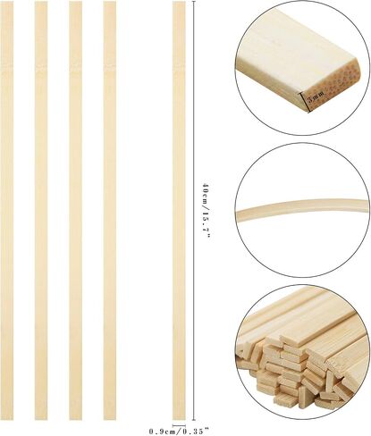 Wood Craft Sticks, 100 Pack, 15.7 x 0.35 in, Natural Bamboo in Kuwait