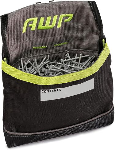 AWP TrapJaw Clip-on Fastener Pouch with Spring-Loaded Technology, Metal Belt Clip and Tunnel Loop, Tool Belt Accessory,Black,7" W x 7.75" L in Kuwait