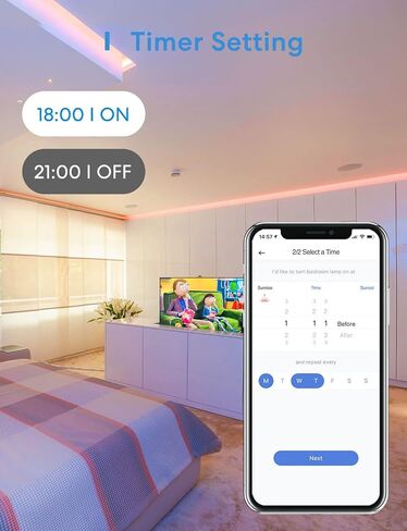 meross Smart LED Strip Lights, 16.4ft WiFi Strip Works with Apple HomeKit, Siri, Alexa, Google, and SmartThings, 16 Million Colors with App Control, RGB Strip Light for Bedroom, Christmas, Kitchen in Kuwait