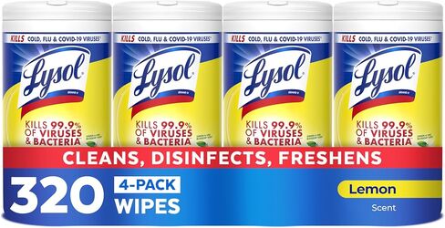 Lysol Disinfectant Wipes, Multi-Surface Antibacterial Cleaning Wipes, For Disinfecting and Cleaning, Lemon and Lime Blossom, 80 Count (Pack of 4) in Saudi Arabia
