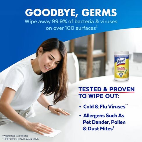 Lysol Disinfectant Wipes, Multi-Surface Antibacterial Cleaning Wipes, For Disinfecting and Cleaning, Lemon and Lime Blossom, 80 Count (Pack of 4) in Saudi Arabia