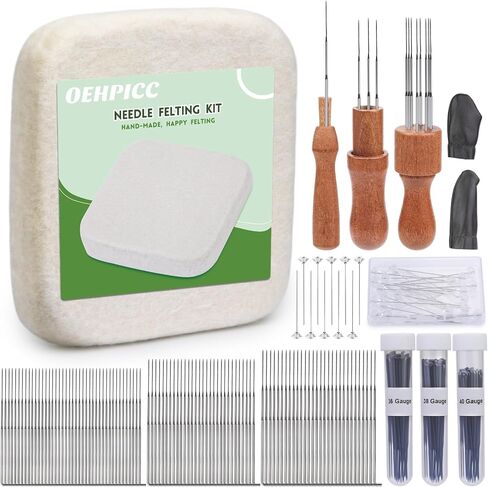 OEHPICC 128 Pcs Needle Felting Tool Kit, 6×6 Inch Wool Felting Pad in Kuwait