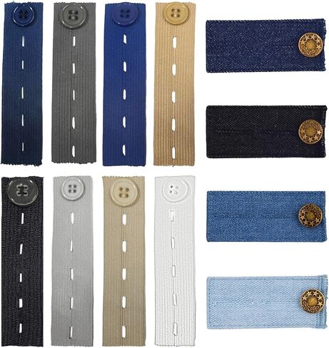 Waistband Extenders 12 Pieces, Button Denim Extender for Pants Jeans, Elastic Pants Waist Extenders Adjustable Multiple Colored in Saudi Arabia